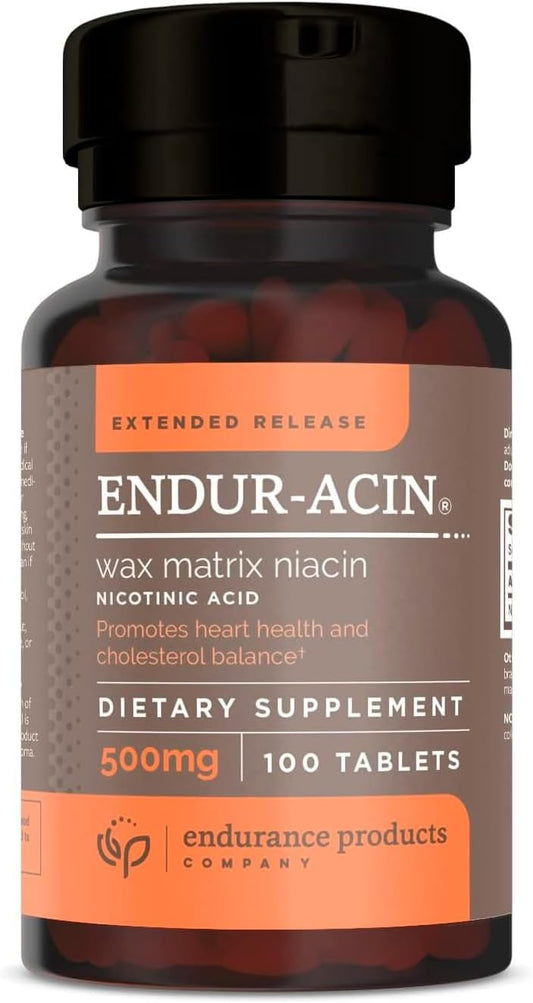 Premium USA-Made ENDUR-ACIN 500mg Niacin Supplement with Extended Release for Optimal Absorption & Low-Flush, 100 Tablets