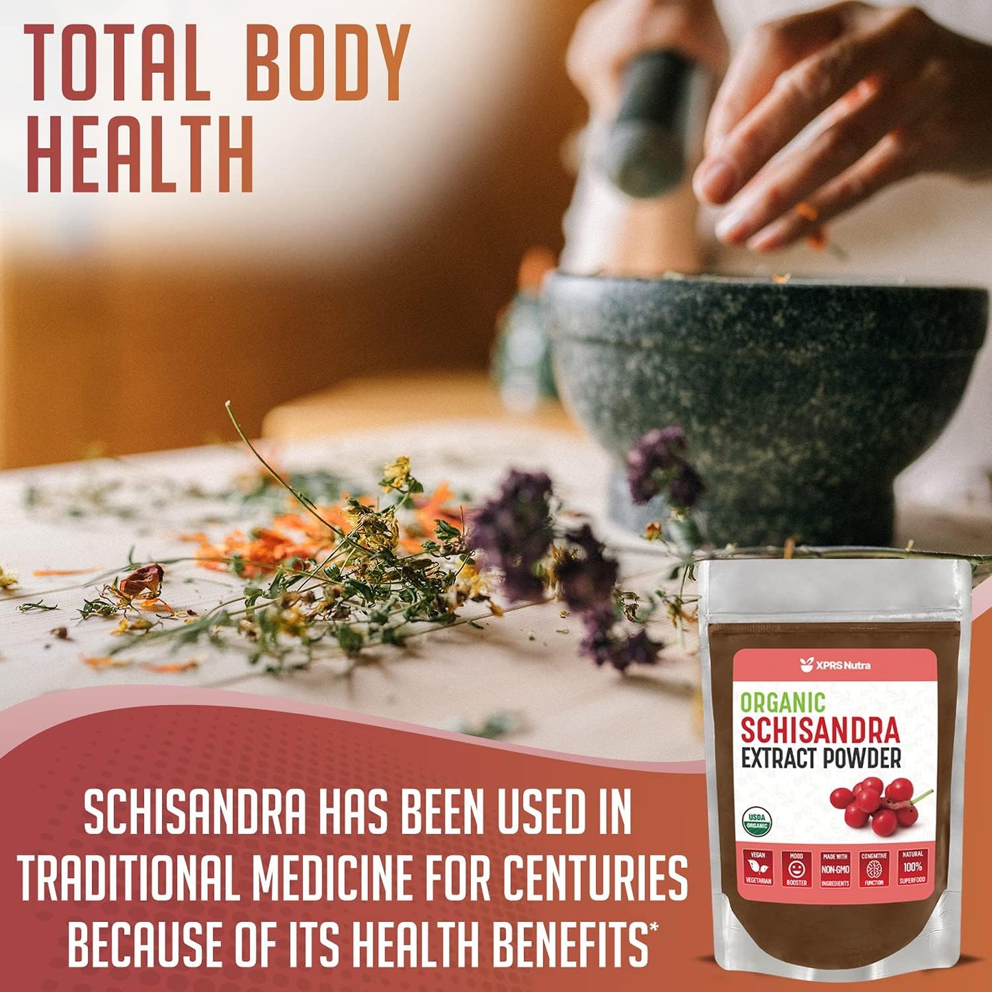 Premium USDA Organic Schisandra Berry Powder Extract for Cognition and Immunity - Vegan Superfood (16 oz)