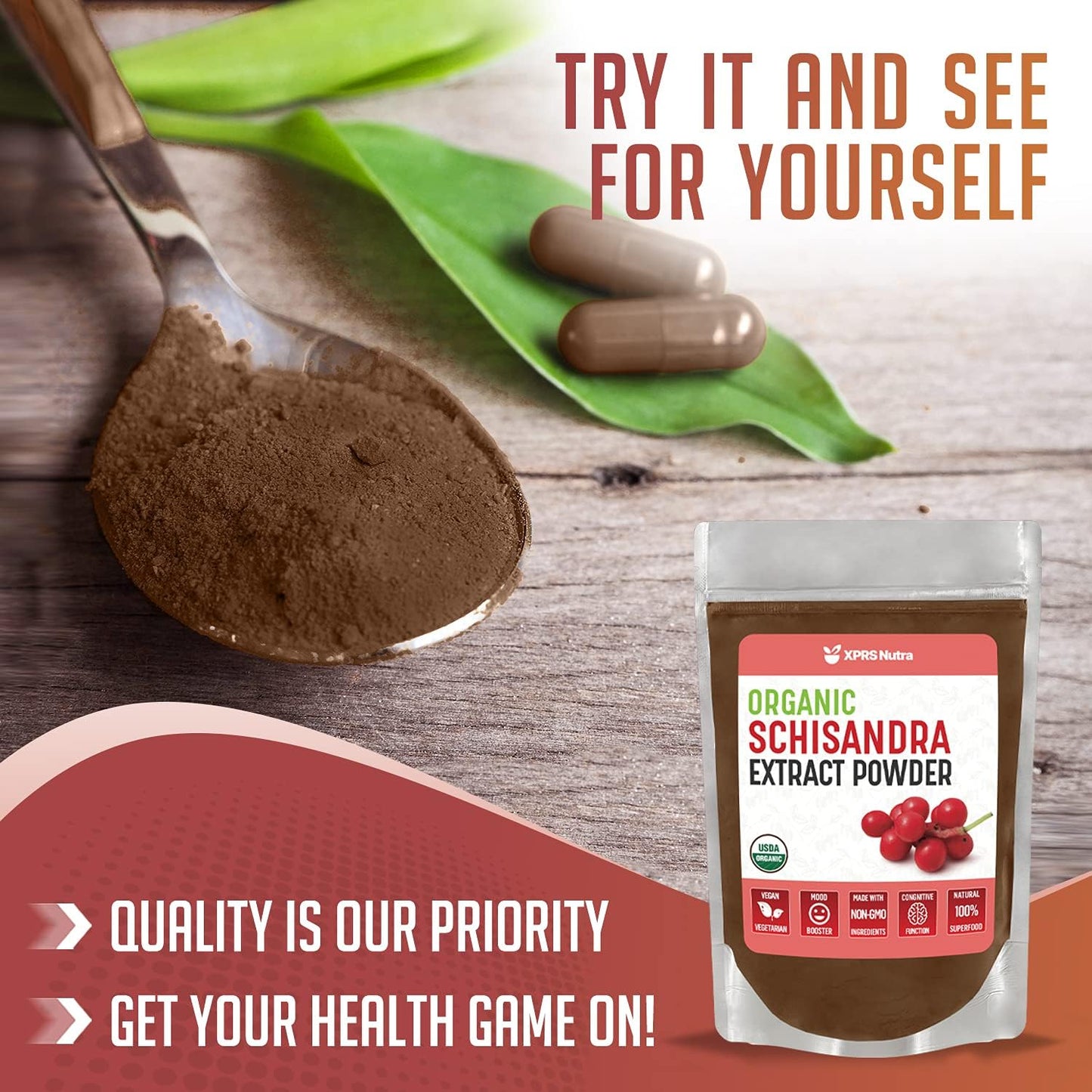 Premium USDA Organic Schisandra Berry Powder Extract for Cognition and Immunity - Vegan Superfood (16 oz)