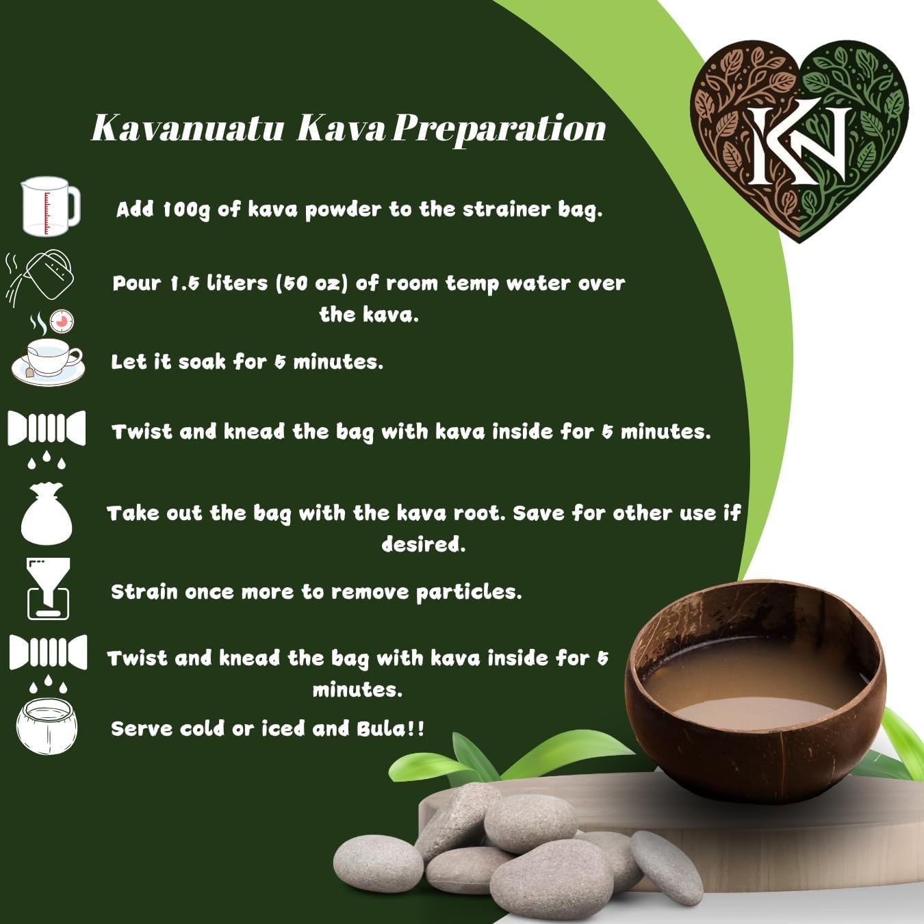 Premium Vanuatu Kava Root Powder and Strainer Bundle - 16oz for Calmness & Relaxation with Fine Mesh Bag