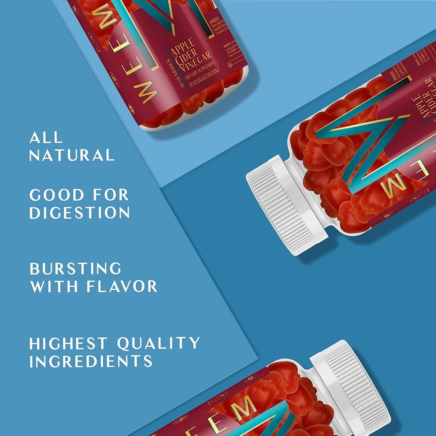 Premium Vegan Apple Cider Vinegar Gummies with Folic Acid and B12 - Gluten-Free Detox and Weight Supplement for Digestion in Women and Men - BoostGo Australia
