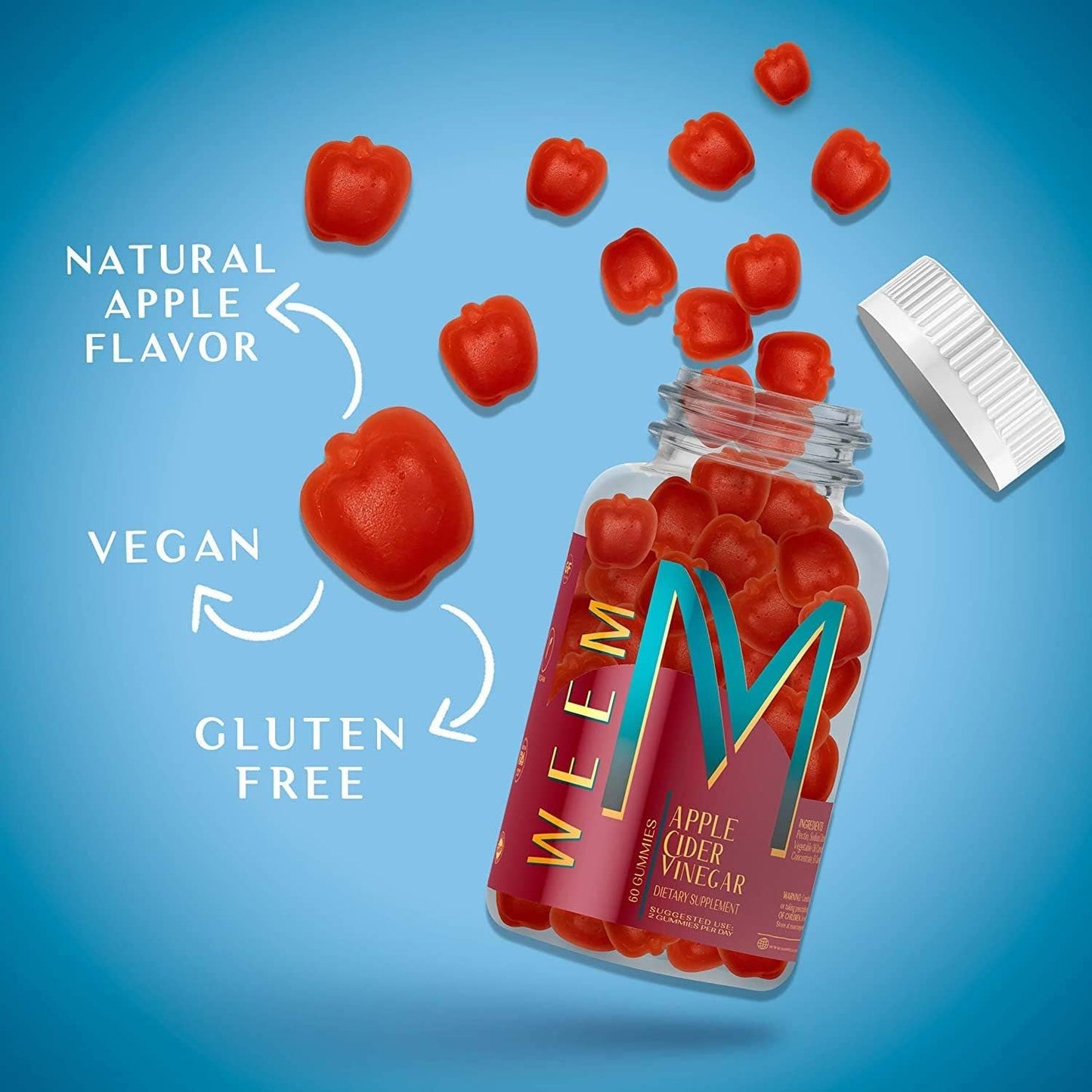 Premium Vegan Apple Cider Vinegar Gummies with Folic Acid and B12 - Gluten-Free Detox and Weight Supplement for Digestion in Women and Men - BoostGo Australia