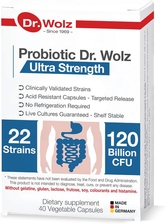 Premium Vegan Daily Probiotic Supplement for Gut Health - 120 Billion CFU, 22 Strains - Target Release Formula - 40 Capsules