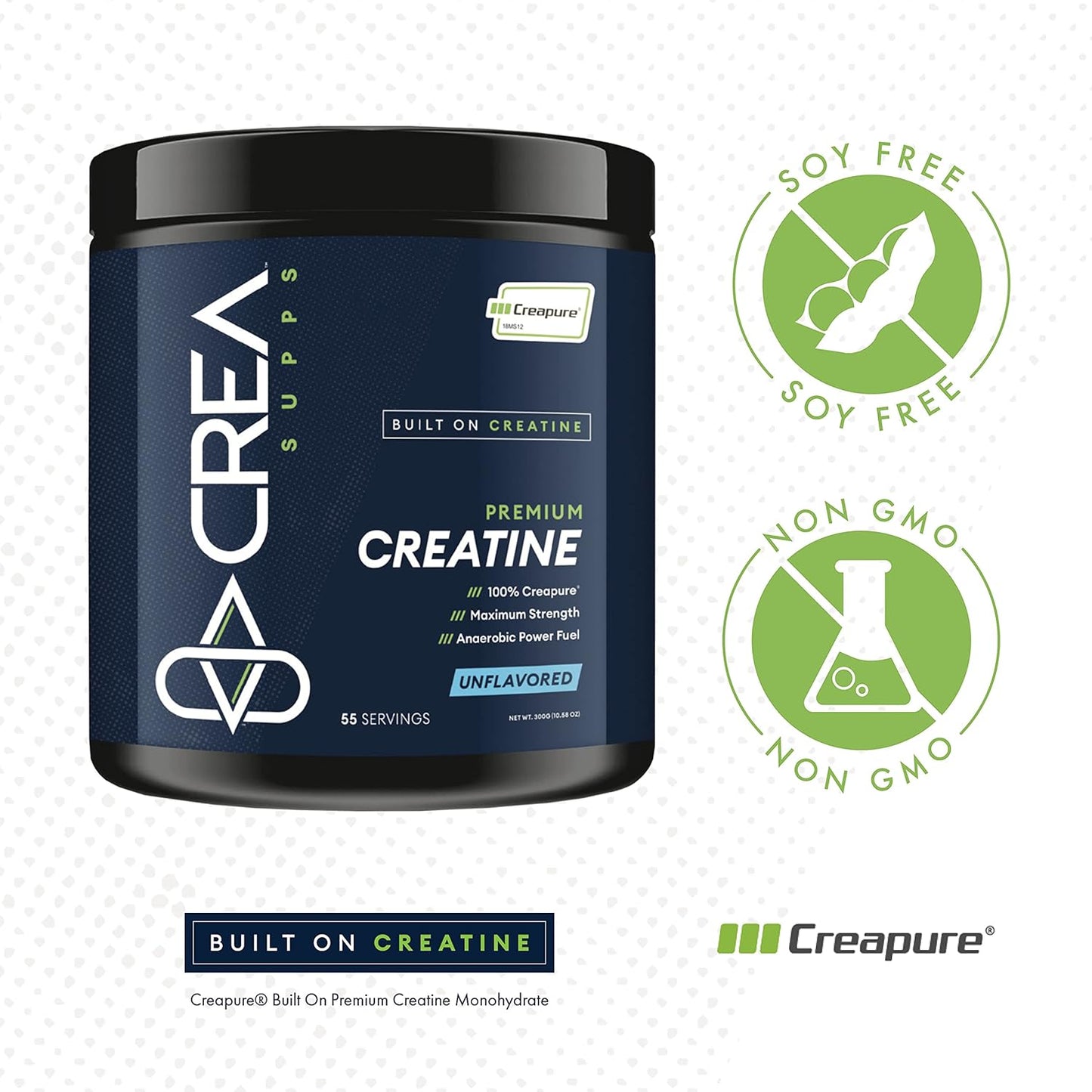 Premium Vegan Keto Gluten-Free Unflavored Creapure Creatine Monohydrate Powder - 300g