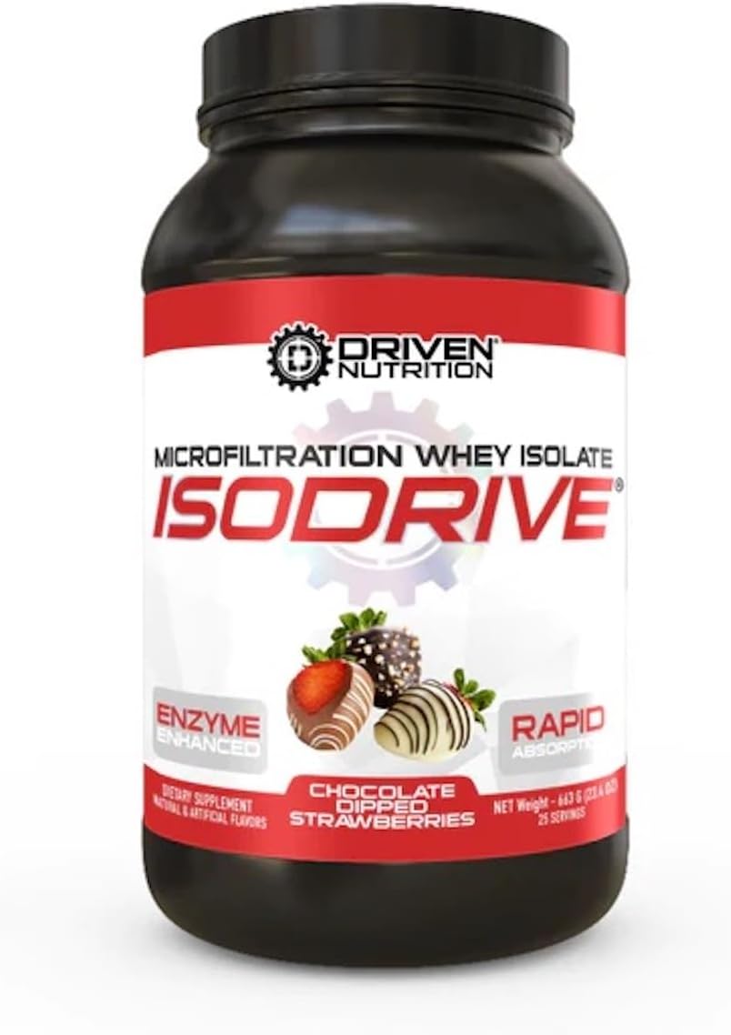 Premium Whey Isolate Protein Powder - Chocolate Dipped Strawberries Flavor - 2lb by Driven Nutrition