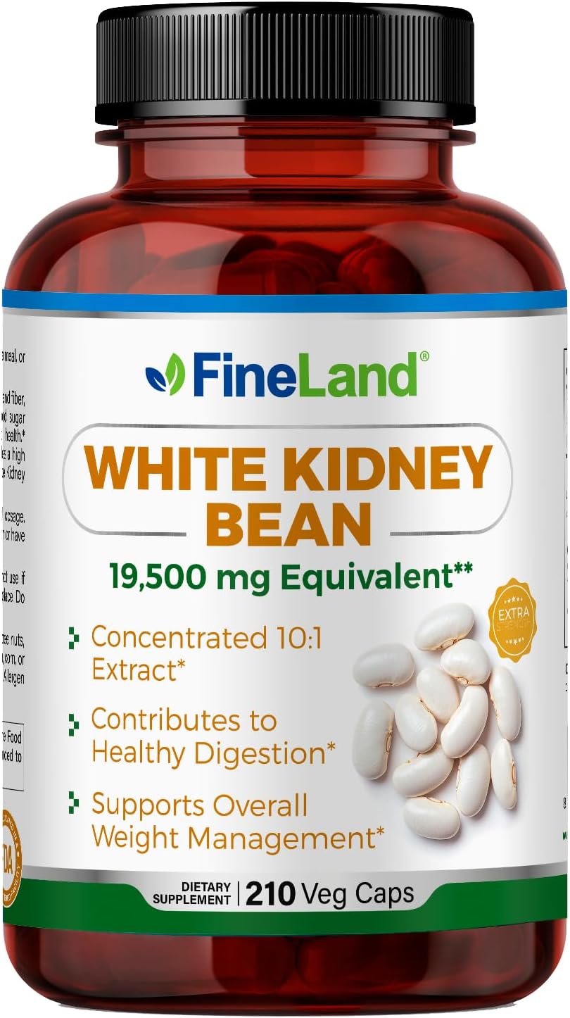 Premium White Kidney Bean Extract 19500mg - Max Strength Carb Breakdown & Metabolism Support - 210 Capsules
