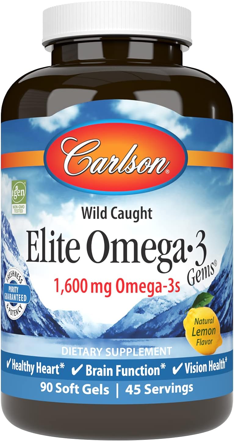 Premium Wild Caught Omega-3 Soft Gels, 1600mg, 90 Count - Carlson Labs Omega 3 Supplement - BoostGo Australia