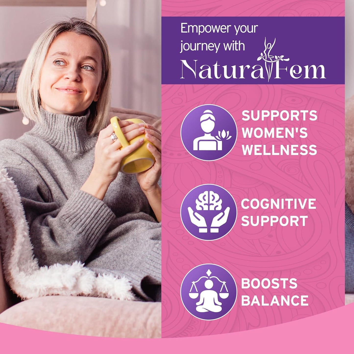 Premium Women's Adaptogen Supplements with Rhodiola Rosea, Turmeric, Maca Root - 90 Capsules for Improved Focus and Mood Support