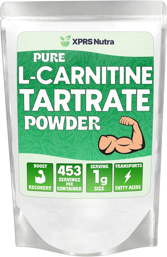 Premium XPRS Nutra L Carnitine L Tartrate Powder - Vegan Friendly Amino Acid Supplement - Pure Bulk L Carnitine Powder (16 oz)