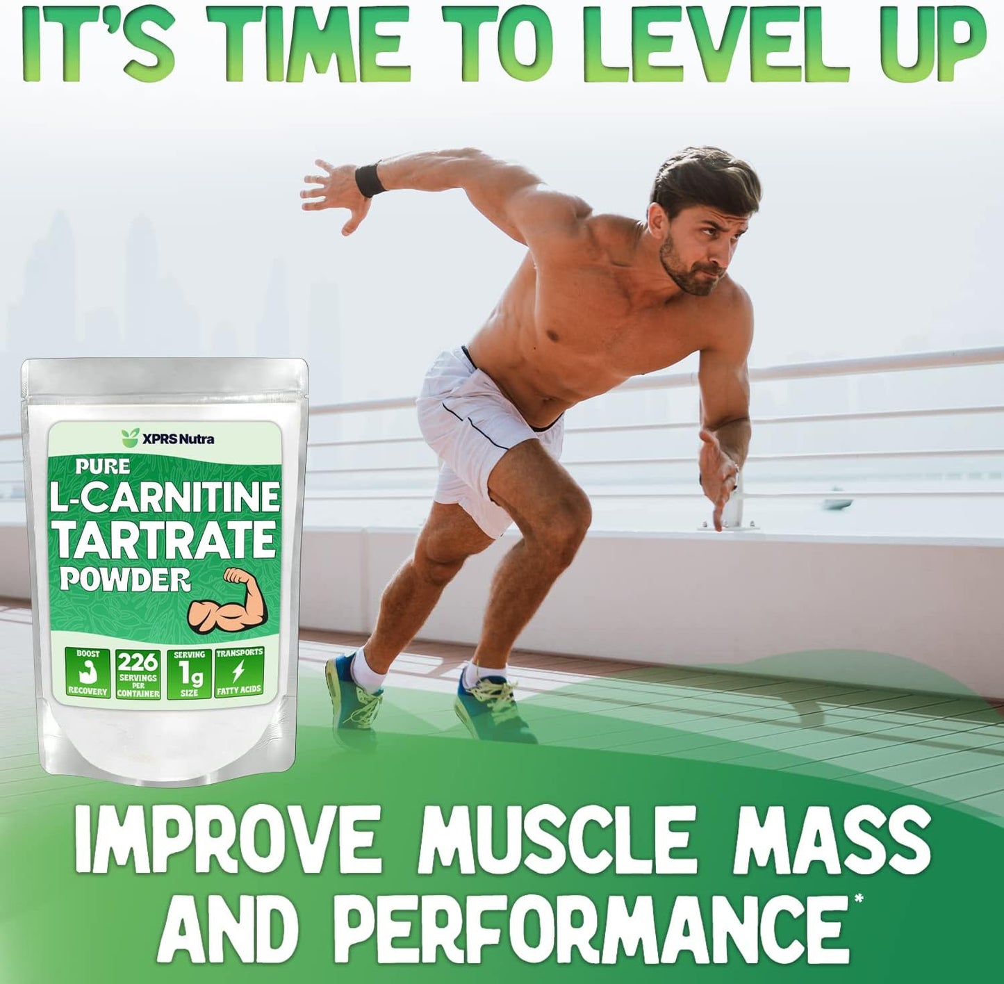 Premium XPRS Nutra L Carnitine L Tartrate Powder - Vegan Friendly Amino Acid Supplement - Pure Bulk L Carnitine Powder (16 oz)
