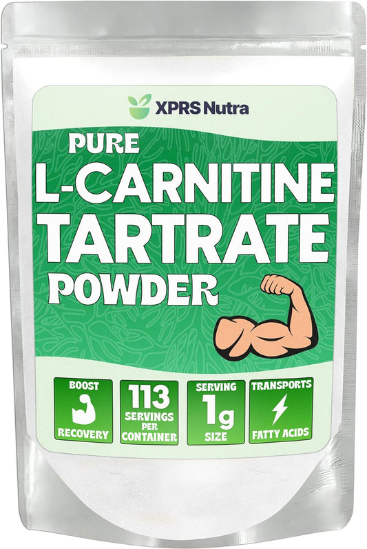 Premium XPRS Nutra L Carnitine Tartrate Powder - Vegan-Friendly Amino Acid Supplement - Pure L-Carnitine Powder for Bulk - 4 Ounce Jar
