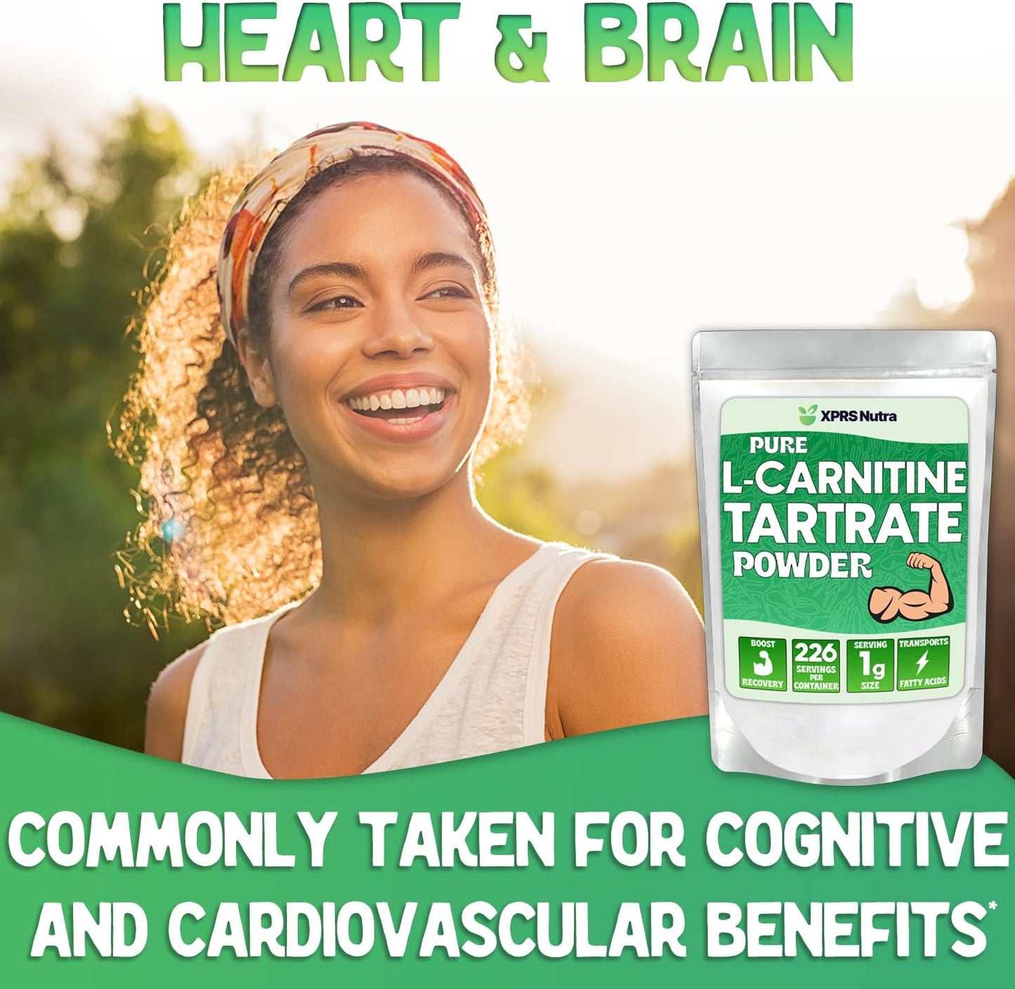 Premium XPRS Nutra L Carnitine Tartrate Powder - Vegan-Friendly Amino Acid Supplement - Pure L-Carnitine Powder for Bulk - 4 Ounce Jar