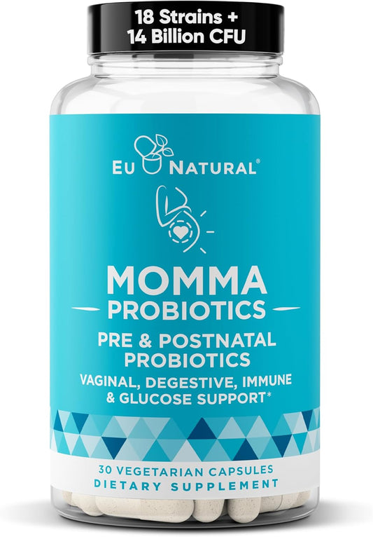 Prenatal Probiotics for Mom & Baby - Postpartum Relief with 18 Clinically Proven Strains and 14 Billion CFU - Vegan Capsules for Morning Sickness and Pregnancy Support