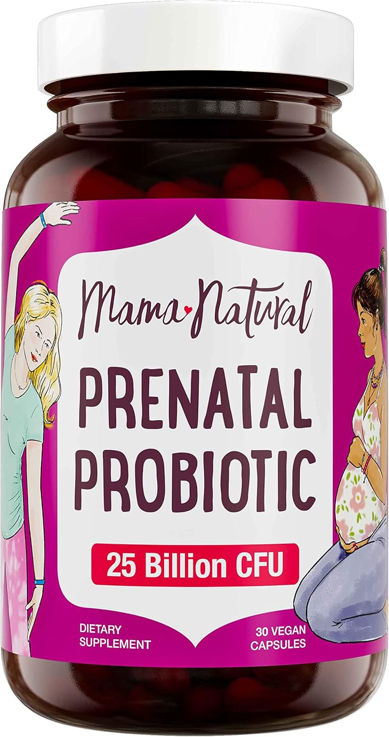 Prenatal Probiotics for Women - 30 Vegan Capsules, 25 Billion CFU, 12 Strain Pregnancy Blend - Acidophilus & Bifidobacteria Support