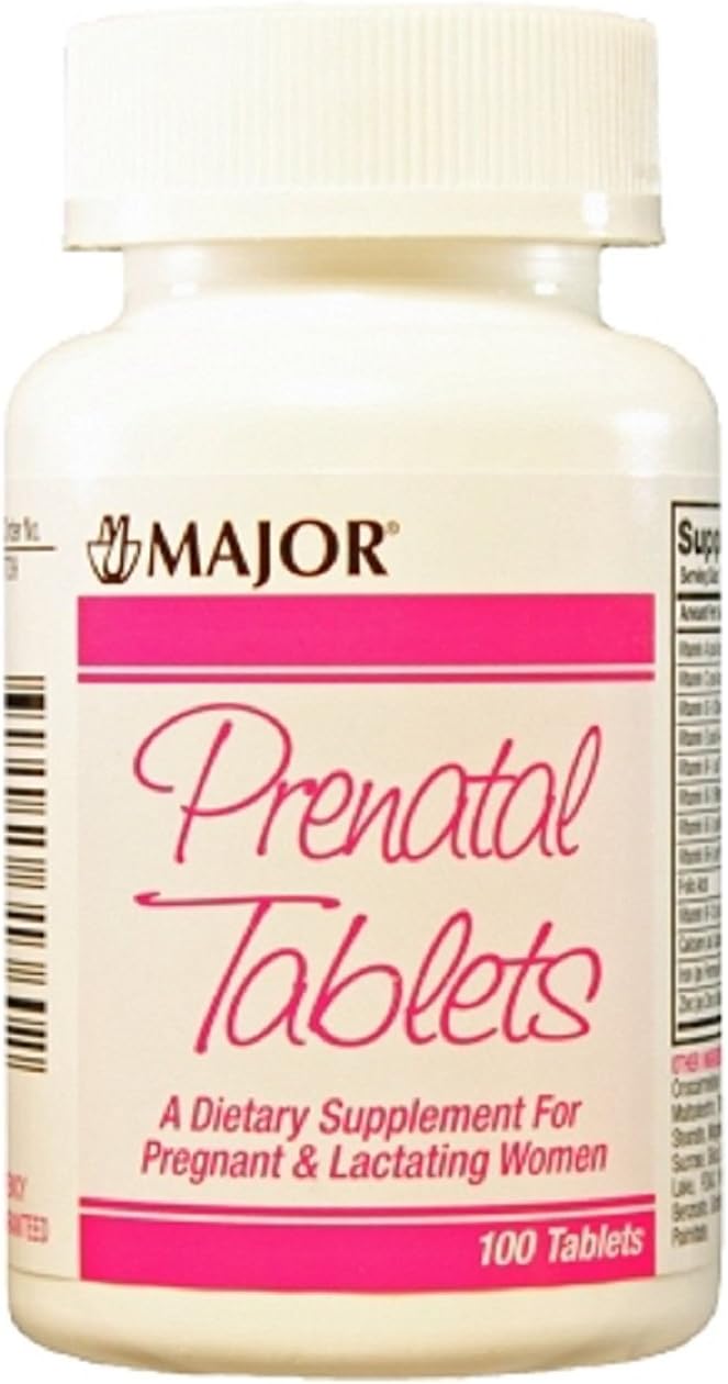 Prenatal Vitamin Supplement with Ascorbic Acid - 100mcg, 100 Tablets by Major Pharmaceuticals
