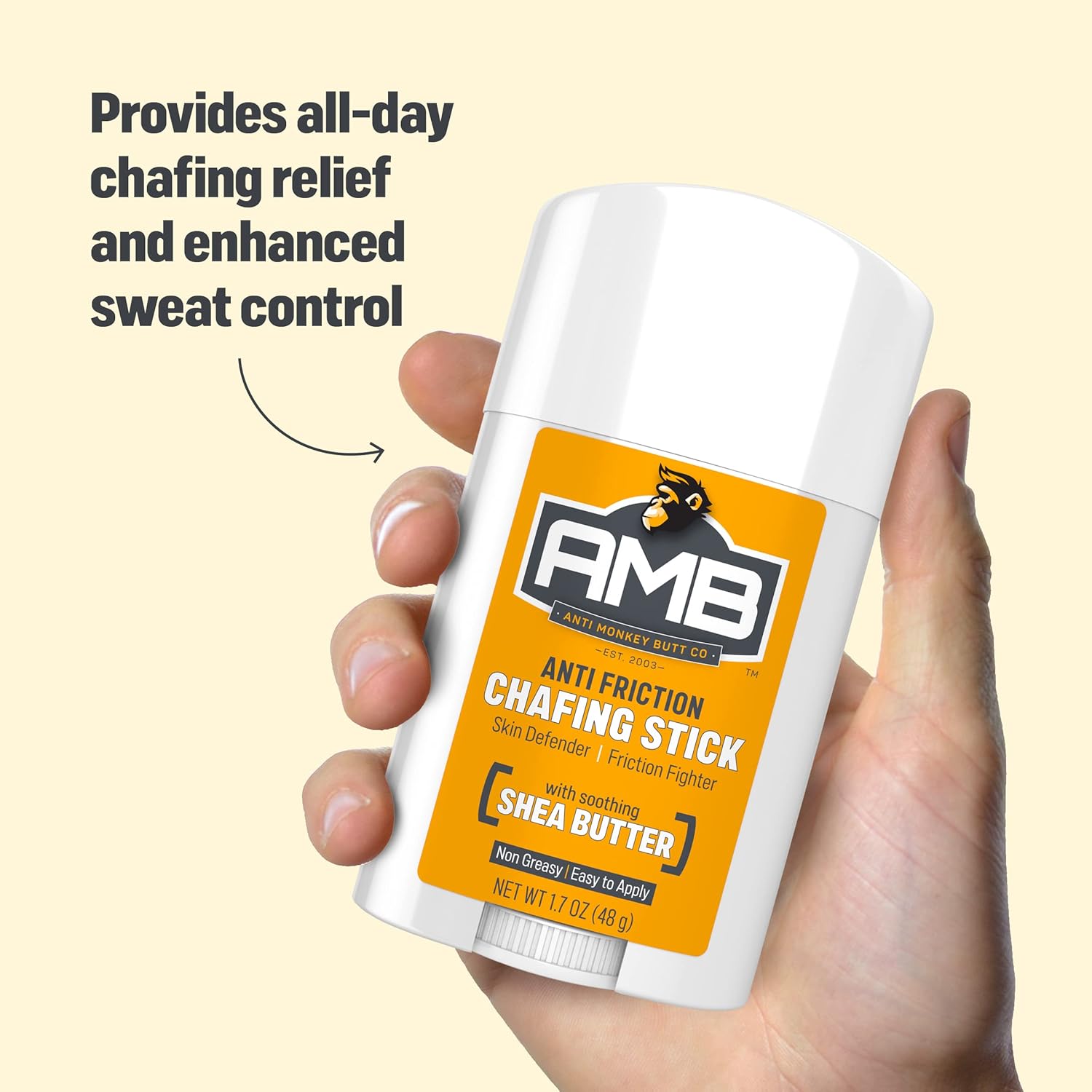 Prevent Body Chafing with Anti Monkey Butt Stick, Shea Butter & Almond Oil, 1.7oz