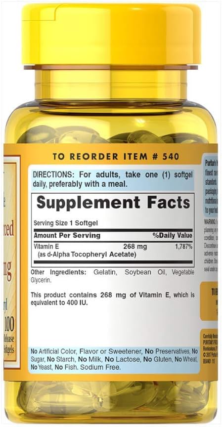 Pride® Vitamin E 400 IU Mixed Tocopherols Natural Immune Support 100 Count - Puritan's Pride