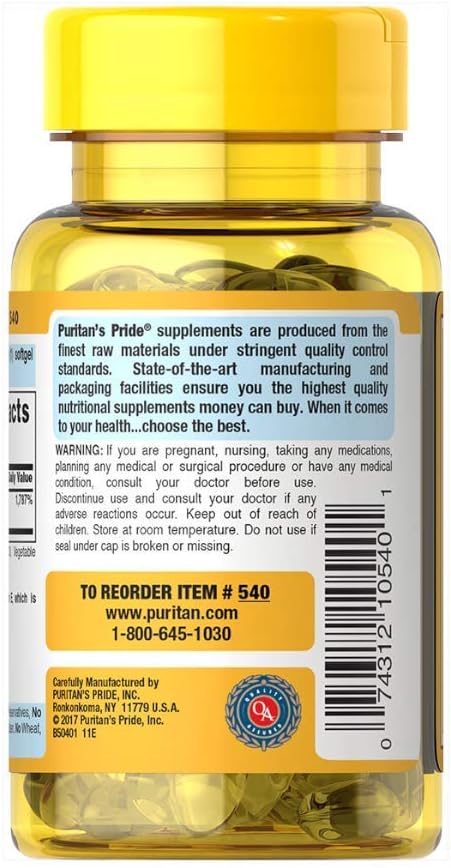 Pride® Vitamin E 400 IU Mixed Tocopherols Natural Immune Support 100 Count - Puritan's Pride