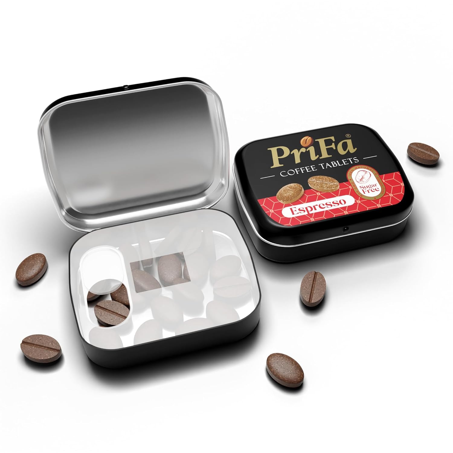 PriFa Coffee Tablets - Unsweetened Real Coffee Candy for Keto - Natural Sugar Free Espresso To Go - Instant Caffeine Mints (Espresso, 1 Pack, 25 Tablets)