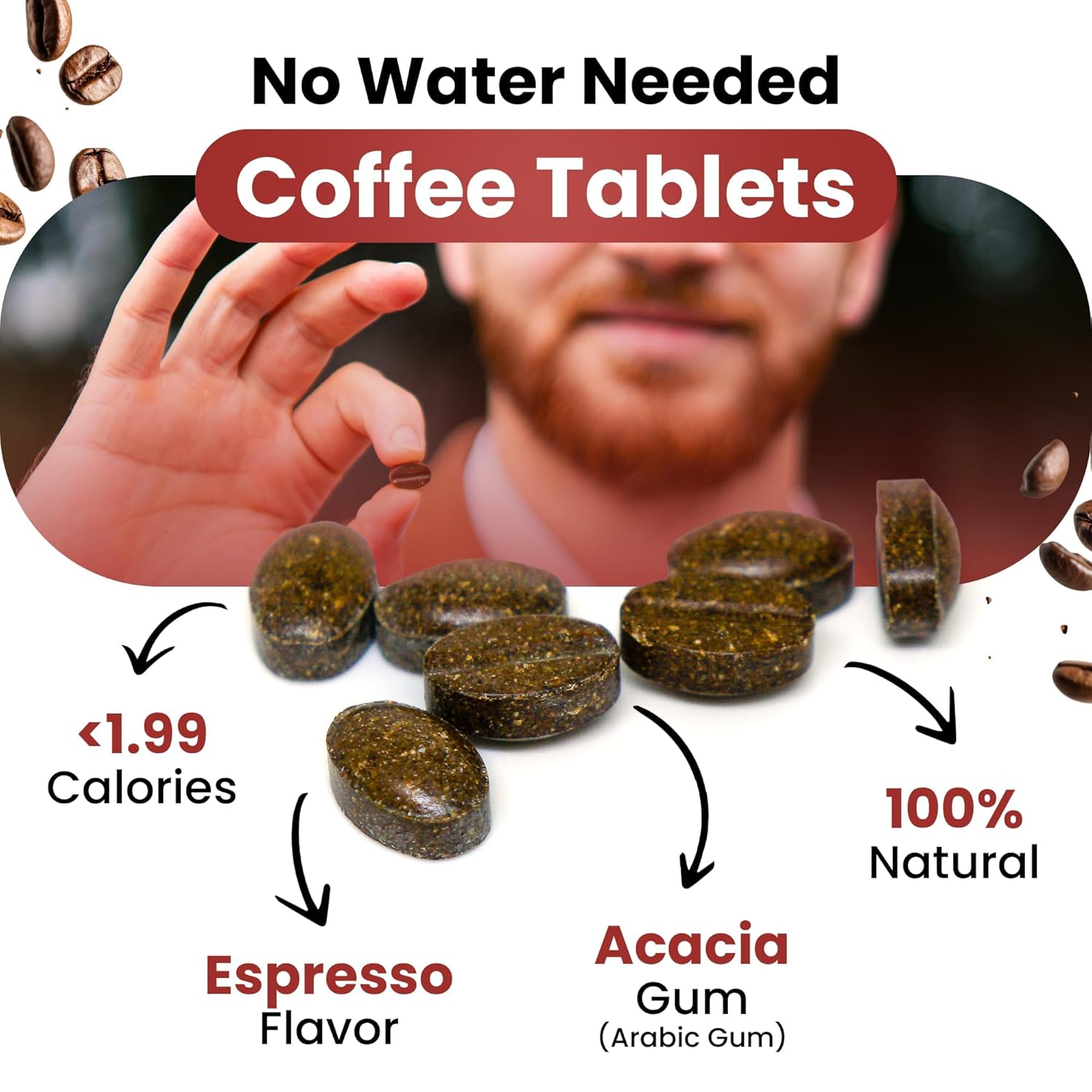 PriFa Coffee Tablets - Unsweetened Real Coffee Candy for Keto - Natural Sugar Free Espresso To Go - Instant Caffeine Mints (Espresso, 1 Pack, 25 Tablets)