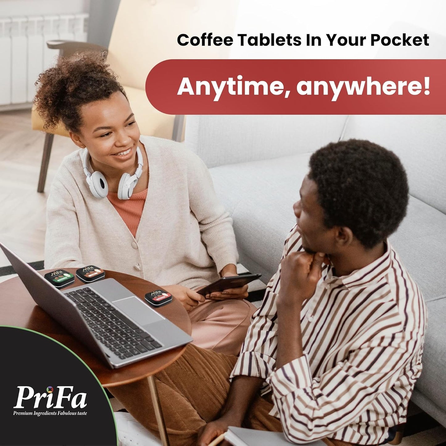 PriFa Coffee Tablets - Unsweetened Real Coffee Candy for Keto - Natural Sugar Free Espresso To Go - Instant Caffeine Mints (Espresso, 1 Pack, 25 Tablets)