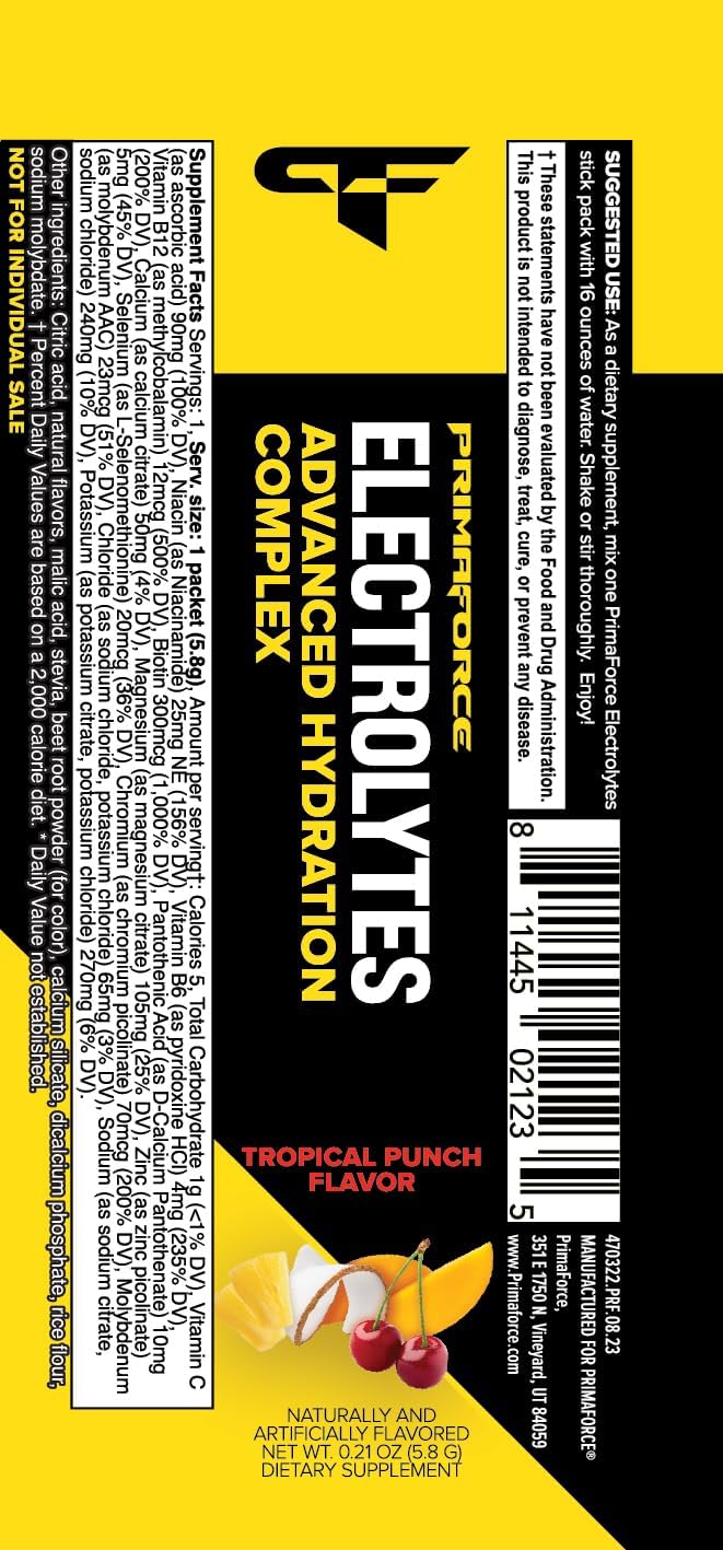 Primaforce Electrolytes Variety Pack - 30 Servings Advanced Hydration Complex Packets