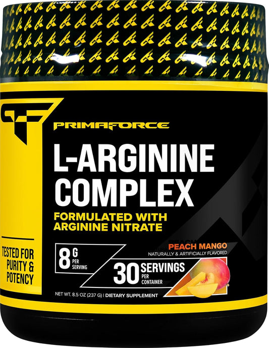 Primaforce L-Arginine Complex Powder - Peach Mango Flavor | 30 Servings - Ideal Protein Building Supplement for Maximize Muscle Growth
