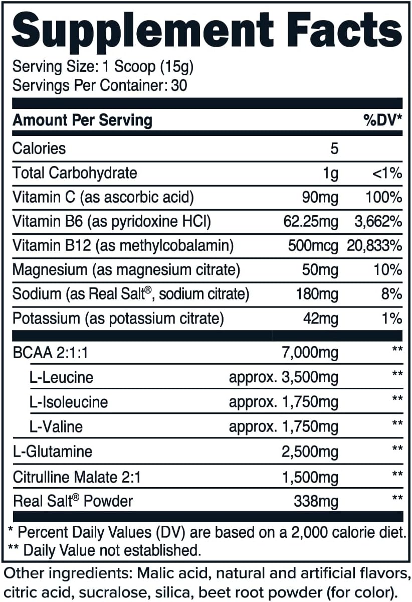 Primaforce Watermelon BCAA Powder - 7000MG 2:1:1 BCAAs, 30 Servings, Post-Workout Recovery Drink with Amino Acids and Real Salt for Men & Women
