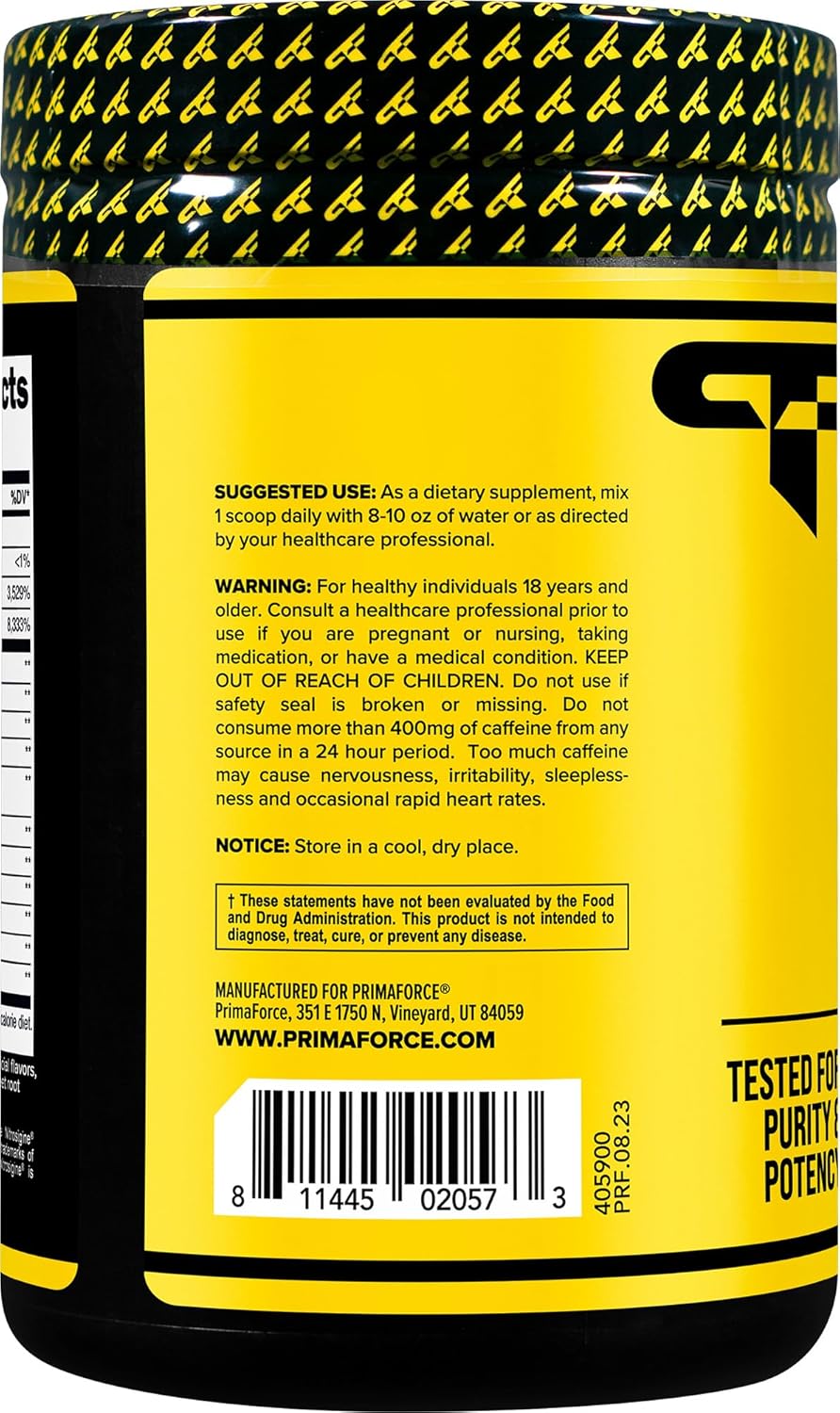 Primaforce Watermelon Candy Pre-Workout Powder - 30 Servings for Enhanced Fitness Routine (438g)