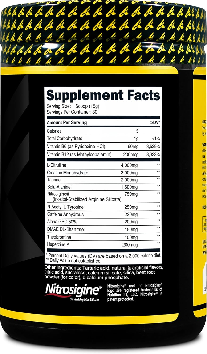 Primaforce Watermelon Candy Pre-Workout Powder - 30 Servings for Enhanced Fitness Routine (438g)