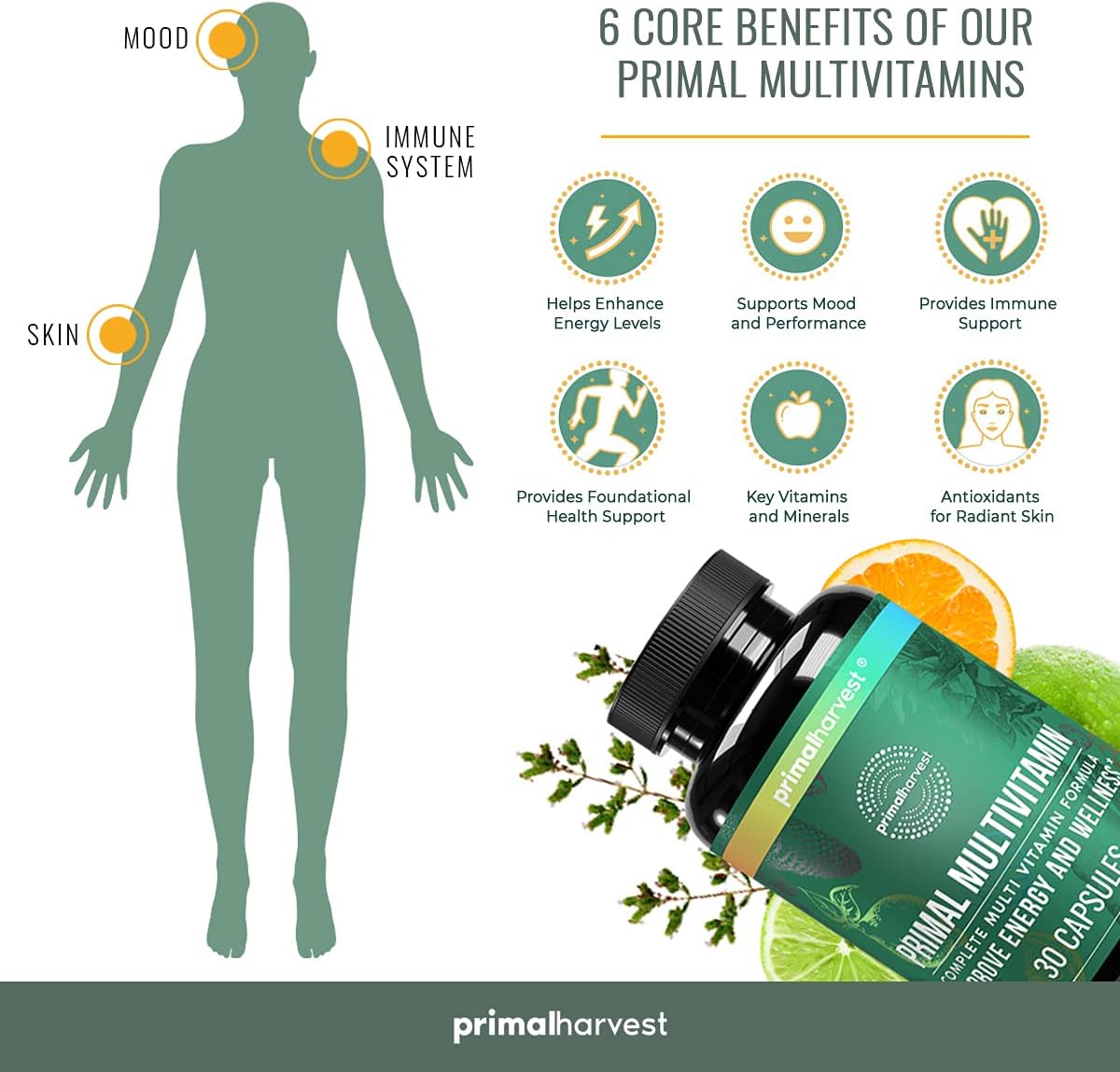 Primal Harvest Gut Restore & Multivitamin Bundle for Women and Men - Multi Vitamin Capsules and Colon Cleanse Pills