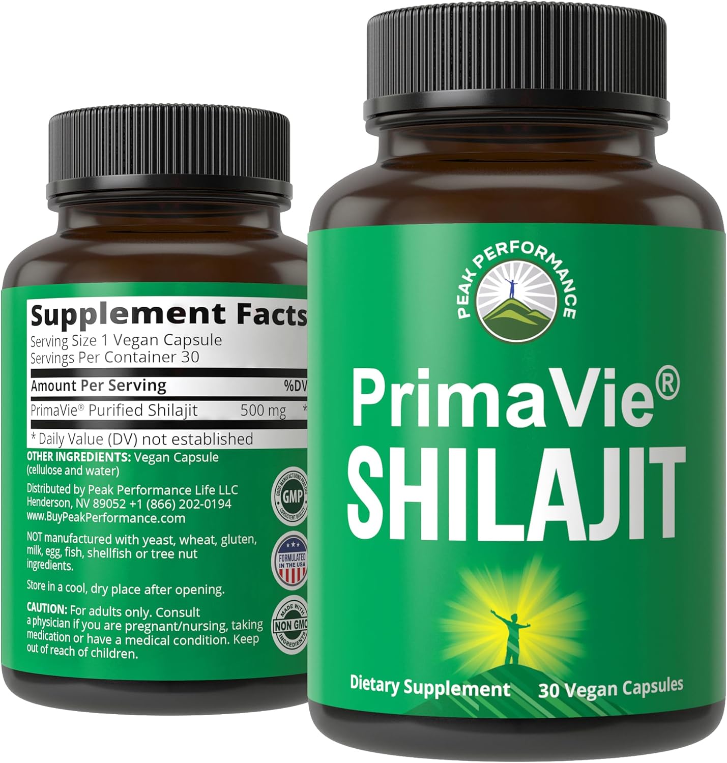 PrimaVie® Shilajit Capsules | Pure Shilajit Powder Supplement with 40+ Trace Minerals for Peak Performance and Brain Support