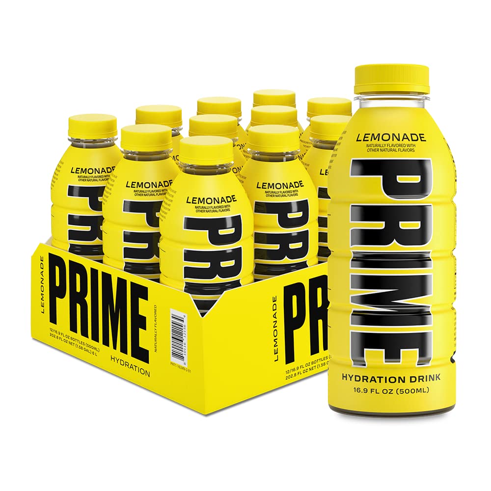 Prime Hydration Lemonade: Electrolyte-Enhanced Sports Drink with BCAAs, B Vitamins, and Antioxidants - 12 Pack of 16.9 oz Bottles