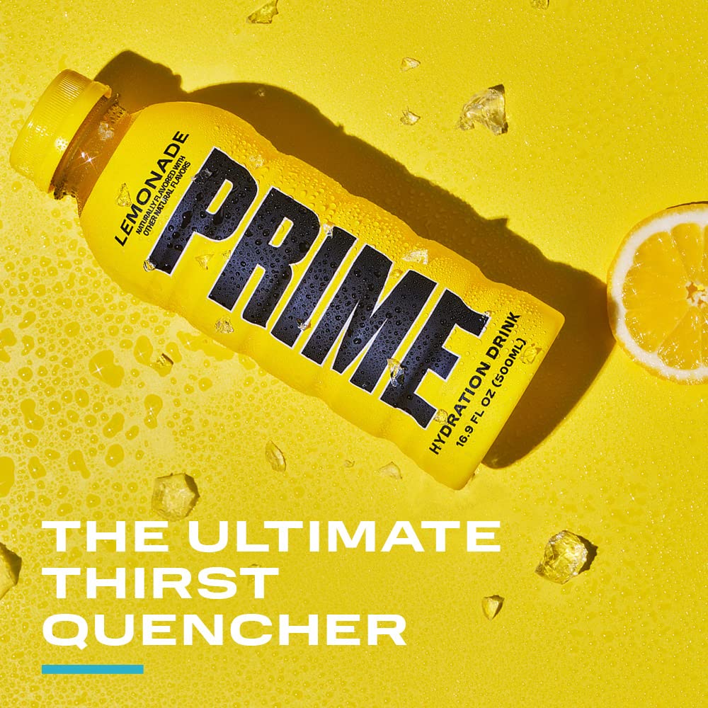 Prime Hydration Lemonade: Electrolyte-Enhanced Sports Drink with BCAAs, B Vitamins, and Antioxidants - 12 Pack of 16.9 oz Bottles
