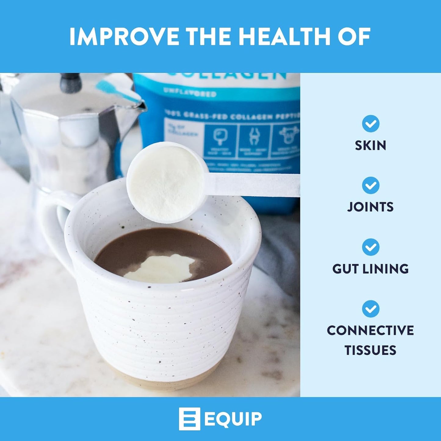 Prime Protein Powder Chocolate & Grass Fed Collagen Powder Unflavored by Equip Foods
