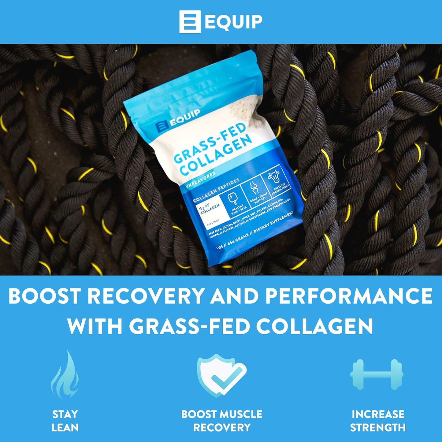 Prime Protein Powder Chocolate & Grass Fed Collagen Powder Unflavored by Equip Foods
