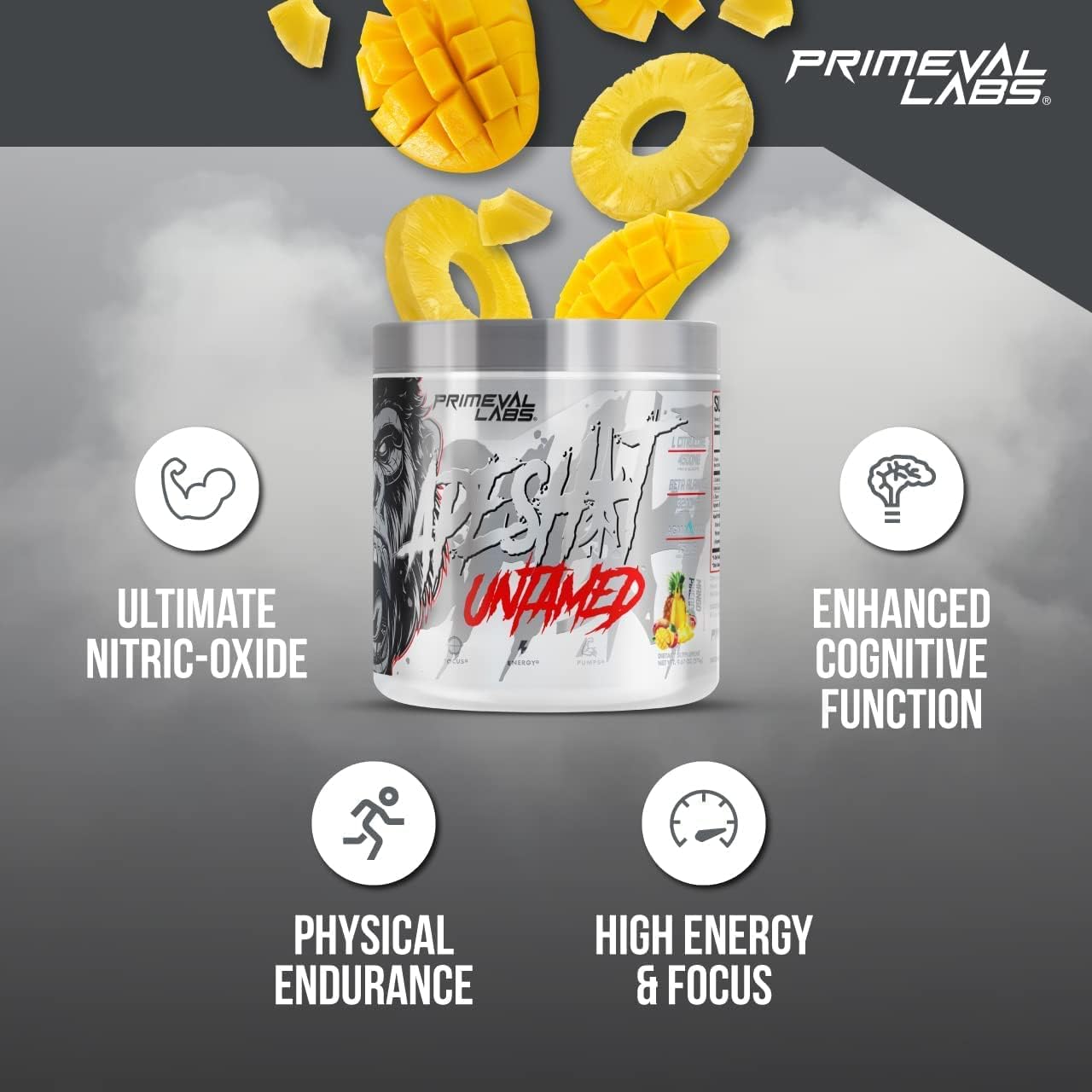 Primeval Labs Ape Untamed Pre Workout Energy Drink Powder - Boost Pumps & Focus with L-Citrulline, Beta Alanine - 40 Servings