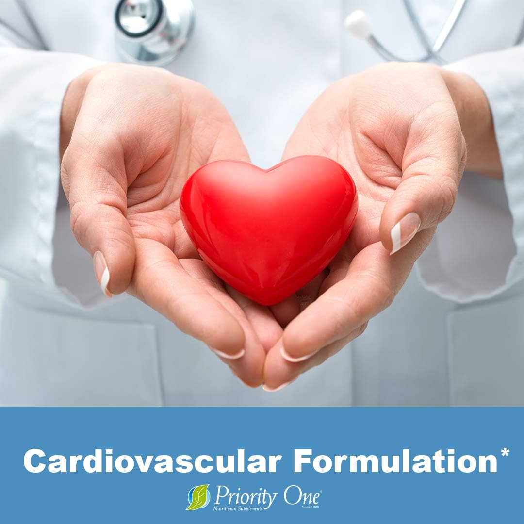 Priority One Vitamins Healthy Heart Support - 120 Vegetarian Capsules for Cardiovascular Health*