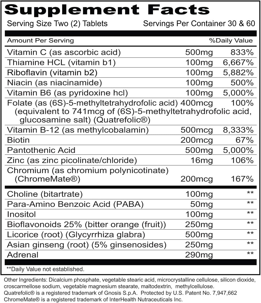Priority One Vitamins Mega Stress 120 Tablets - B Vitamin Complex with Adrenal Support