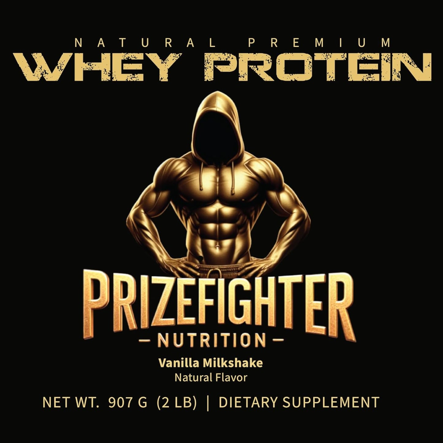 Prizefighter Nutrition Vanilla Milkshake Whey Protein Powder (2 lb) - Natural Ingredients, Non-GMO, Made in USA - Men and Women