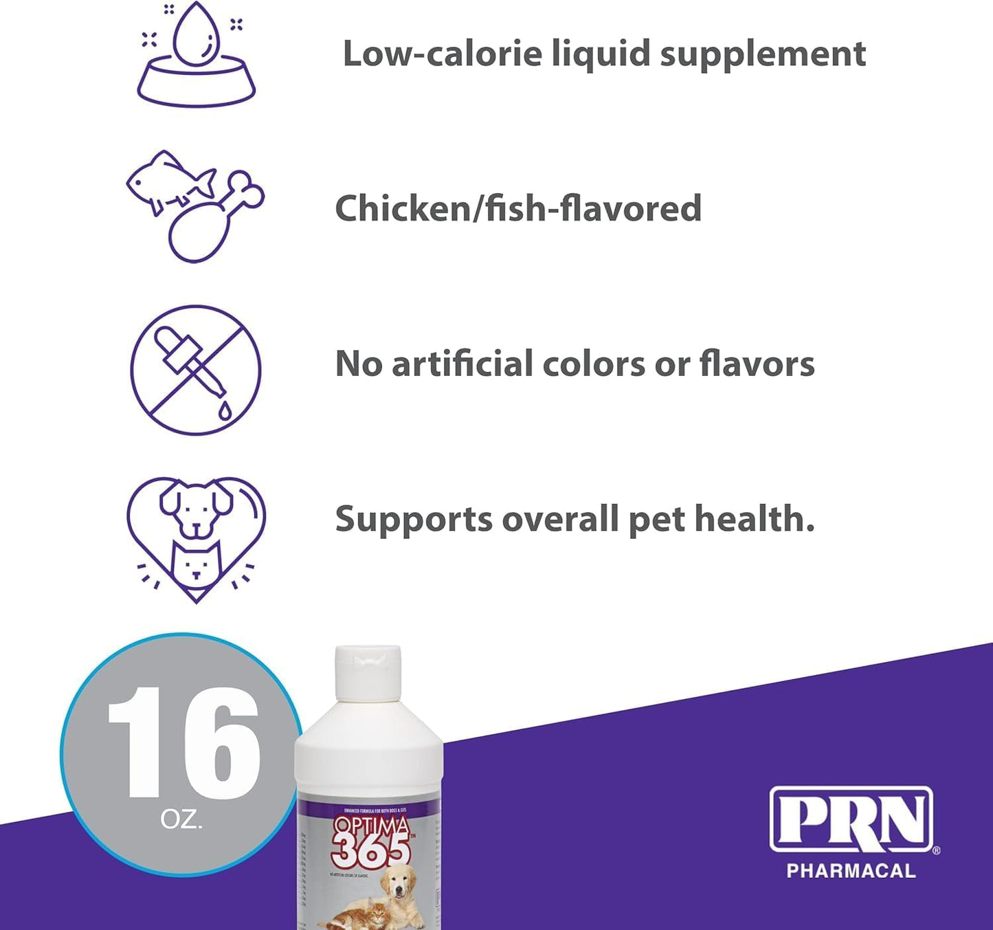 PRN Pharmacal OPTIMA 365 Essential Fatty Acids Supplement for Cats & Dogs - Omega-3, 6, 9 - 16 Fl Oz