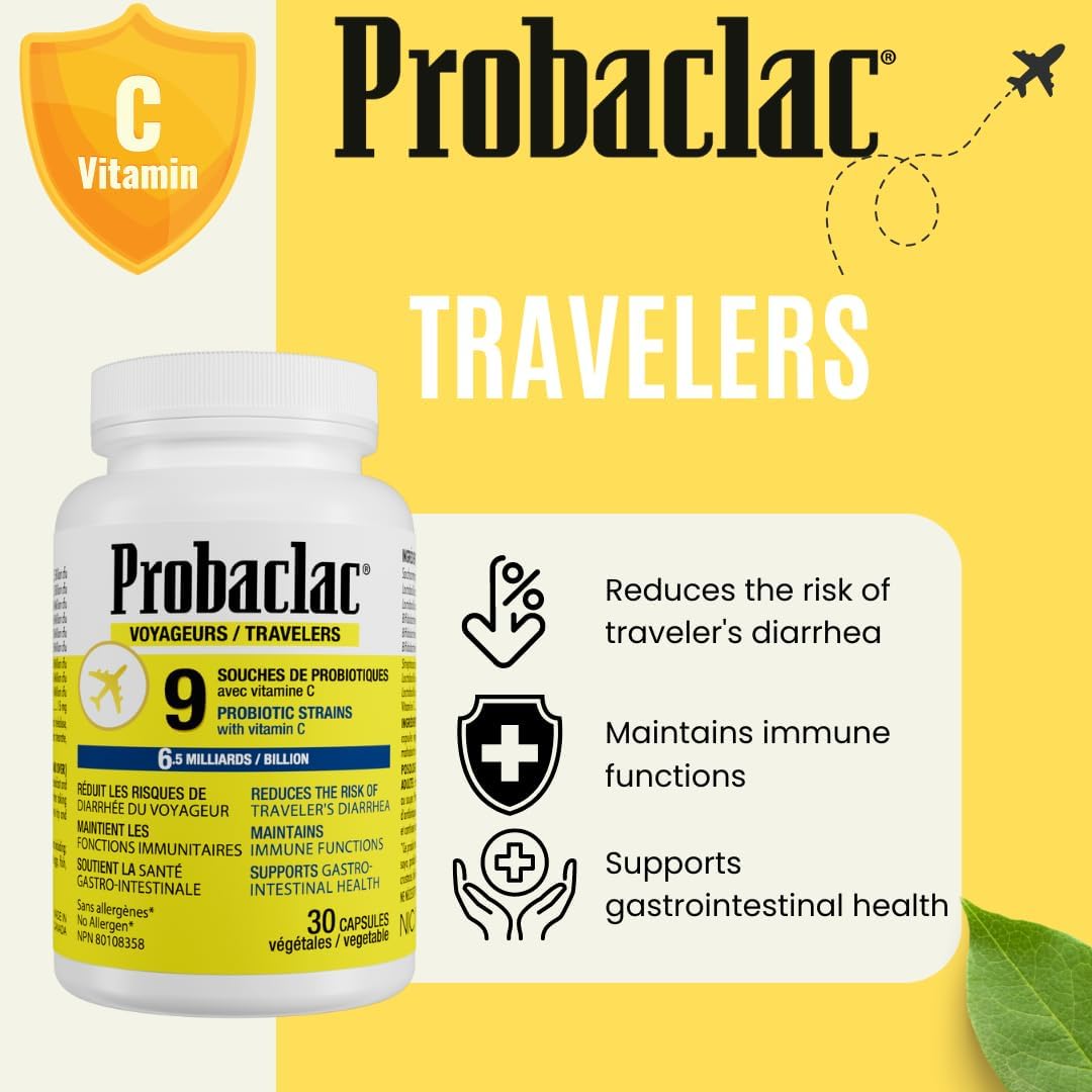 Probaclac Travelers Probiotics: Multi-Strain Complex for Gastrointestinal Health (9 Strains)