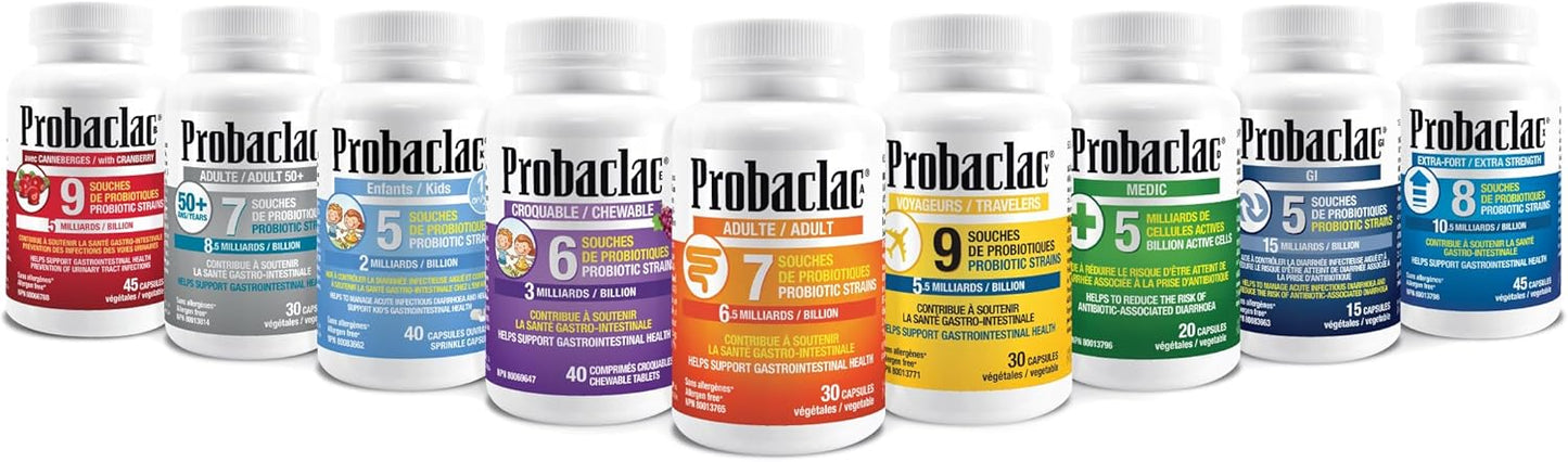 Probaclac Travelers Probiotics: Multi-Strain Complex for Gastrointestinal Health (9 Strains)