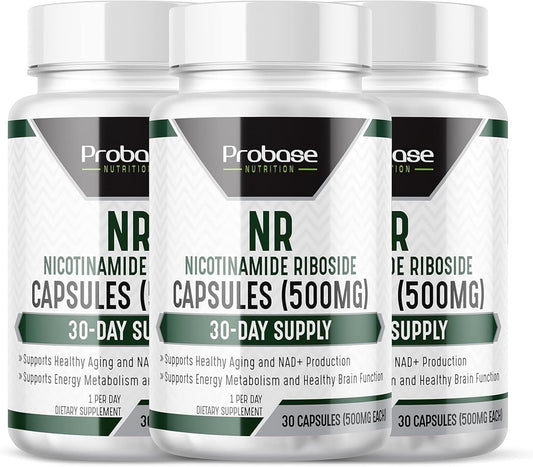 Probase Nutrition Nicotinamide Riboside Capsules - NAD+ Supplement for Anti-Aging & Vitality (3 Pack)