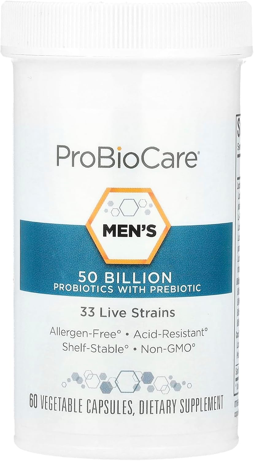 ProBioCare Men's Probiotic - 50 Billion CFUs, Supports Digestion & Gut Flora, Boosts Wellness & Immunity - 60 Capsules