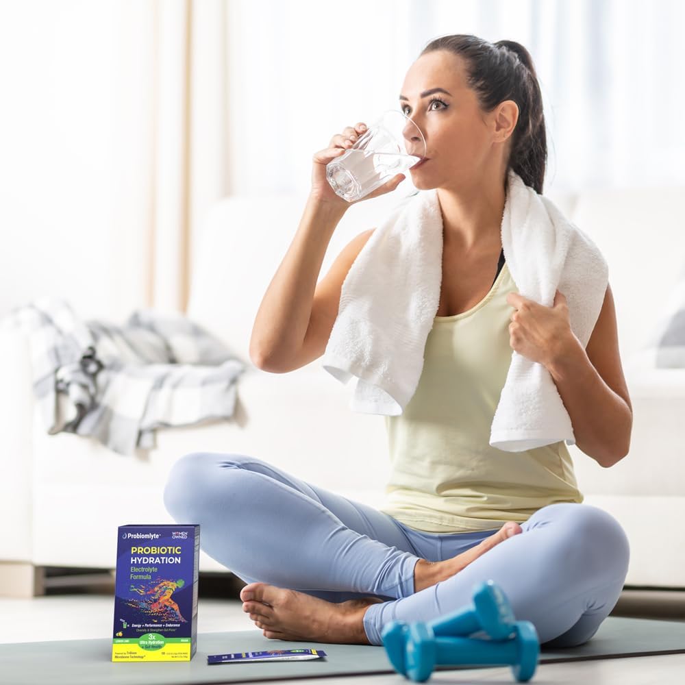 Probiomlyte Probiotic Hydration Amplifier with Electrolytes, Vitamins, and Citrulline for Improved Endurance and Gut Health - Lime Lemon Flavor - 10 Sticks