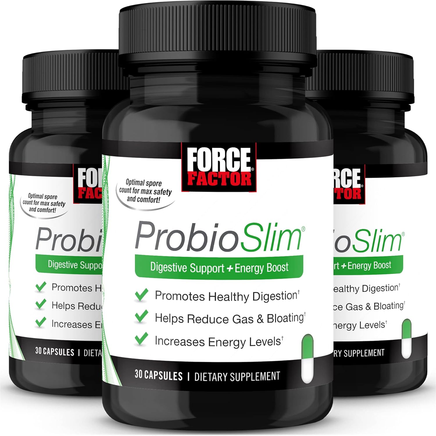 ProbioSlim Probiotic Supplement with Green Tea Extract, 30 Count (Pack of 3) - Support Digestive Health for Men and Women, Reduce Gas, Bloating, Constipation - Probiotics for Gut Health.