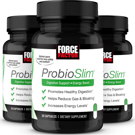 ProbioSlim Probiotic Supplement with Green Tea Extract, 30 Count (Pack of 3) - Support Digestive Health for Men and Women, Reduce Gas, Bloating, Constipation - Probiotics for Gut Health.