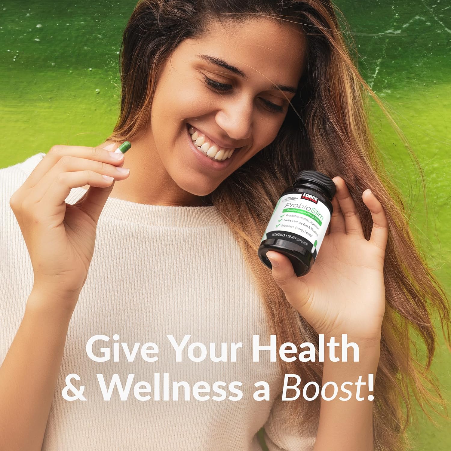 ProbioSlim Probiotic Supplement with Green Tea Extract, 30 Count (Pack of 3) - Support Digestive Health for Men and Women, Reduce Gas, Bloating, Constipation - Probiotics for Gut Health.