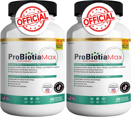 ProBiotia Max 40 Billion CFU Oral Probiotic Supplement for Teeth and Gum Health - 60 Capsules, Gluten Free